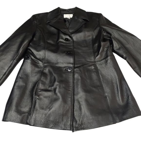 Worthington Women's Black Genuine Leather Jacket Size L - Picture 3 of 12